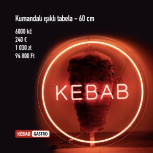 Kulatá světelná cedule 60 cm kebab