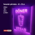 Světelná cedule 40 × 30 cm s nápisem pro kebab shop, fialová barva