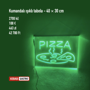 Světelná cedule 40 × 30 cm s nápisem pizza, zelená